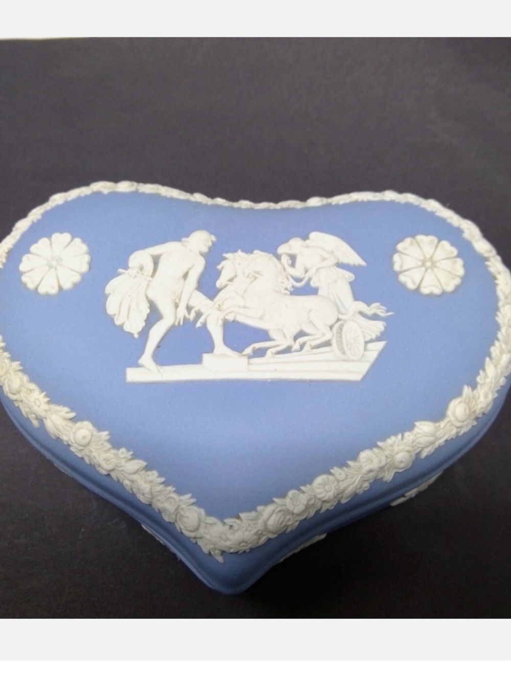 Wedgwood Blue Jasperware Heart Trinket Box